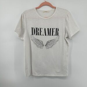 Promesa Boho Graphic Tee Streetwear Indie Wings White Short Sleeve Tee SzM
